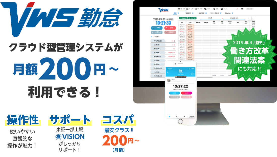 クラウド型管理システムが月額200円～利用できる！