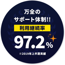 万全のサポート体制！利用継続率97.2％