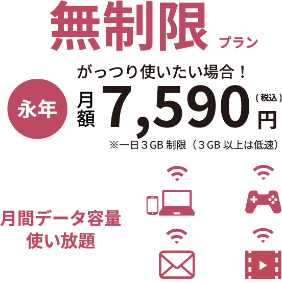 無制限プラン　永年月額7,590円